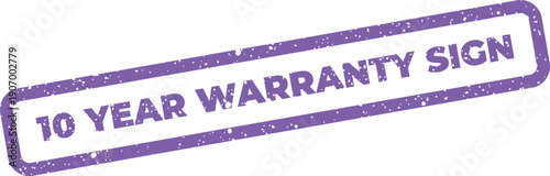 Rough stamp impression displaying a 10 year warranty sign for clear product longevity indication