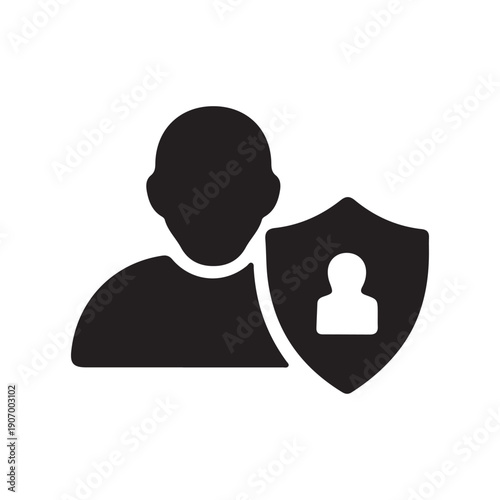 Secure user account protection shield silhouette icon