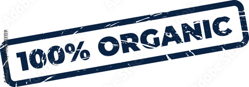 Rough textured stamp emblem indicating that a specific item or product is fully organic certified