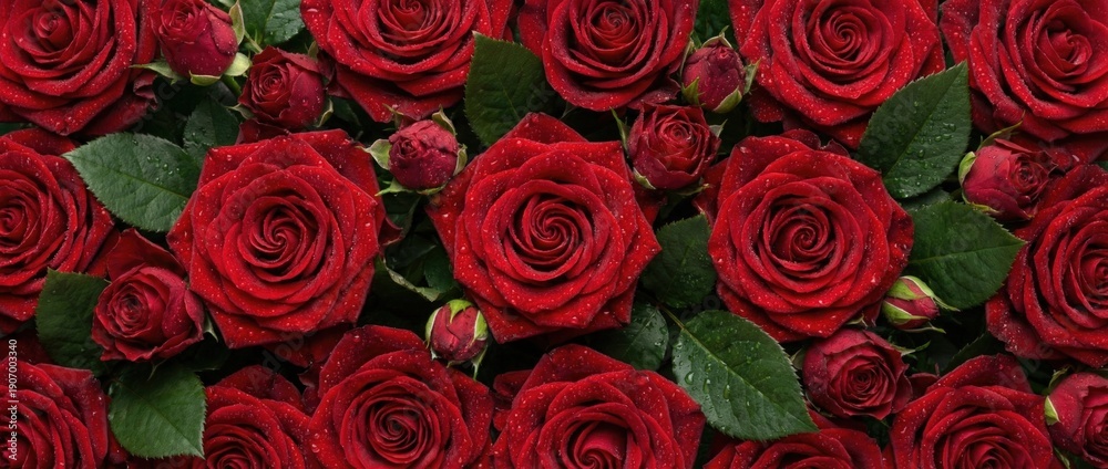 Obraz premium Vibrant celebration of nature red roses flower arrangement floral art installation outdoor garden aesthetic viewpoint romantic concept for events and decor