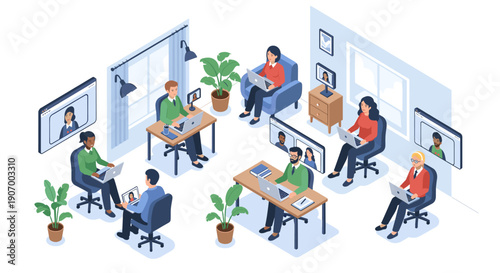 A serene office scene with a vibrant plant and worker, evoking calmness and productivity ideal for workplace content.