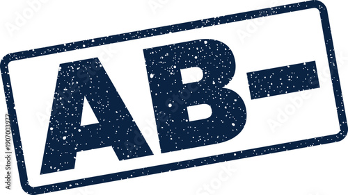 Simple grunge rubber stamp impression displaying the abbreviation AB with a dash, for classification purposes