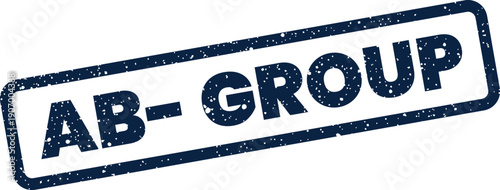 Stamped rectangular mark with distressed texture showing the phrase AB GROUP for team identification