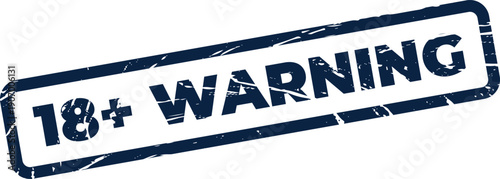 Textured grunge effect stamp showing eighteen plus warning for age restricted content or adult material
