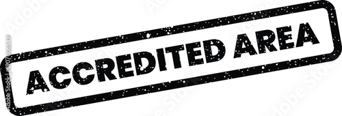 Textured grunge stamp icon showcasing ACCREDITED AREA text within a rectangular border for official designation