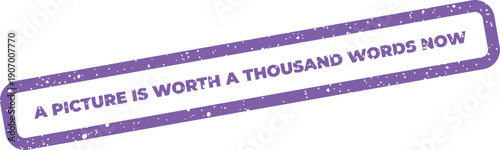 Textured rectangular stamp effect presenting a timeless proverb on visual significance and the emphasis of NOW