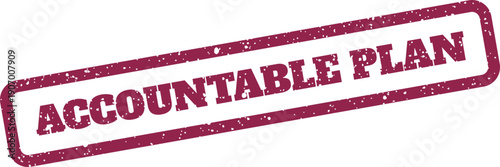 Textured rectangular stamp featuring ACCOUNTABLE PLAN text, representing strategic planning and reliable execution for projects