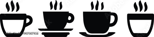 Set of coffee icon minimal vector art illustration on a white background.
