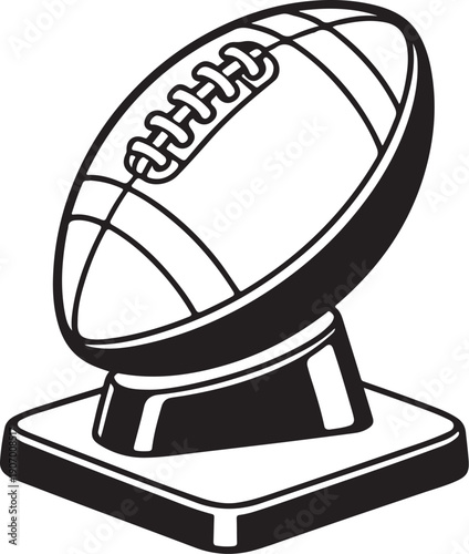 Football Ball on Kicking Tee Line Art.eps
