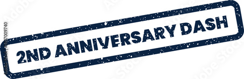 Textured rubber stamp design indicating a second anniversary with the word DASH for a quick event