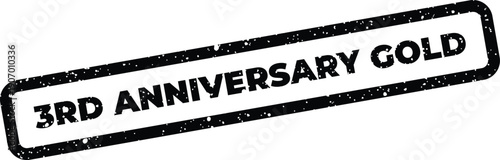 Textured rubber stamp featuring 3RD ANNIVERSARY GOLD for celebrating business milestones and special corporate events