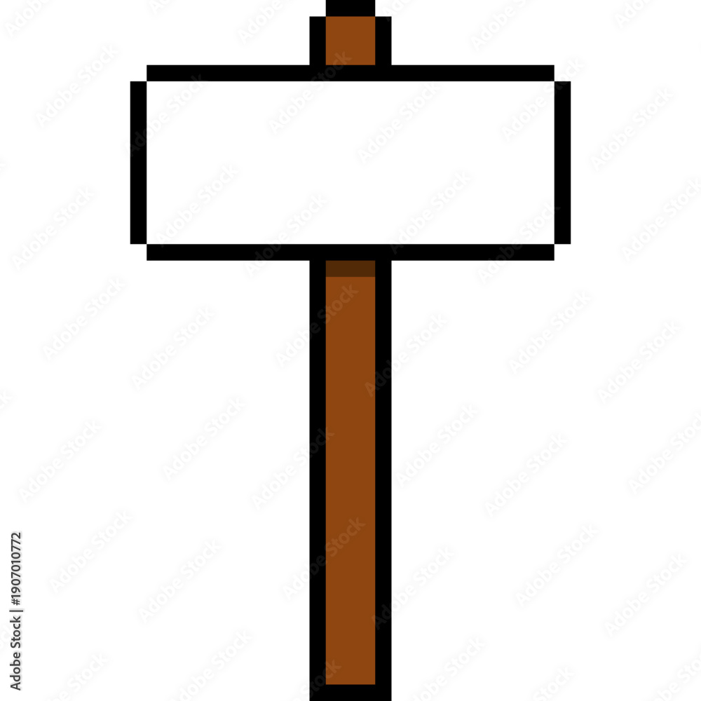 Fototapeta premium Pixel Art Wooden Signpost Single, 8-Bit Direction Sign Board, Retro Game Wayfinding Element