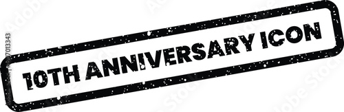 Textured stamp showcasing a ten year anniversary with the word icon, ideal for recognizing significant brand identity