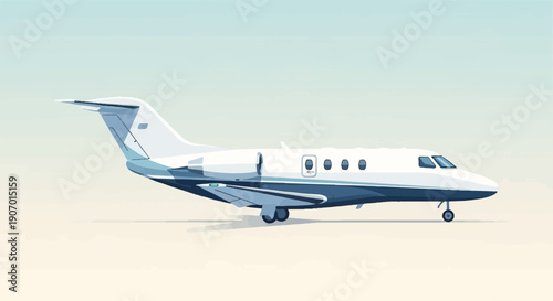 Pixel art depiction of a white and blue private jet aircraft