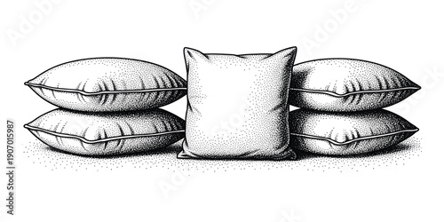 Stack of pillows and cushion vector illustration for bedding comfort
