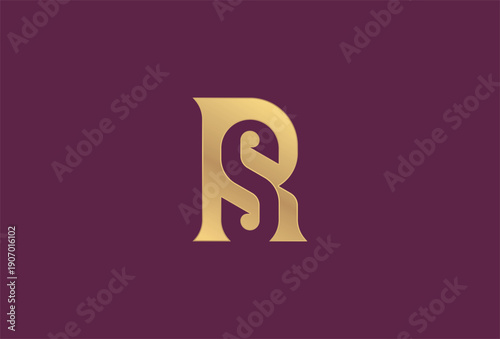 Letter RS  Logo, Elegant RS monnogram with gold color design logo inspiration, vector illustration