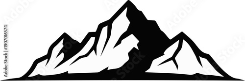 Silhouette of a jagged mountain range against a white background