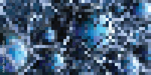 Abstract Blue and Black Pixelated Digital Art.