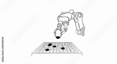 Robotic arm places piece on a board game during a match