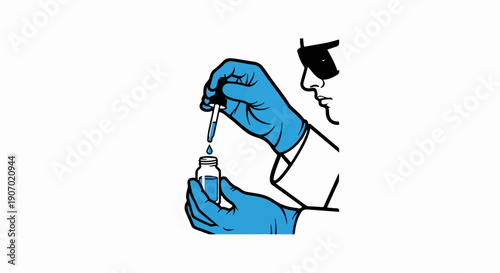 Scientist in gloves uses dropper to add liquid to vial