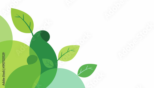 Green Leaves Illustration with Various Shades.