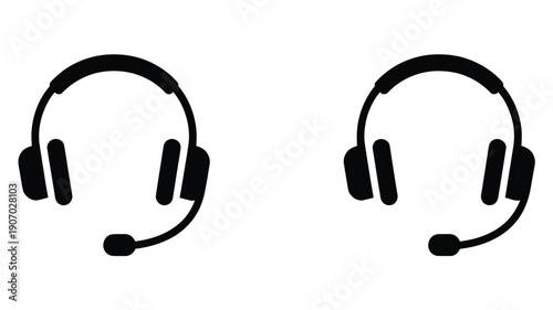 Headset icon for call  online meeting, podcasting, gaming equipment ranking titles, sound and communication status, clean flat vector symbol