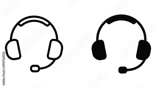 Headset icon representing audio communication rank levels, customer service support status, music listening and gaming interface indicators