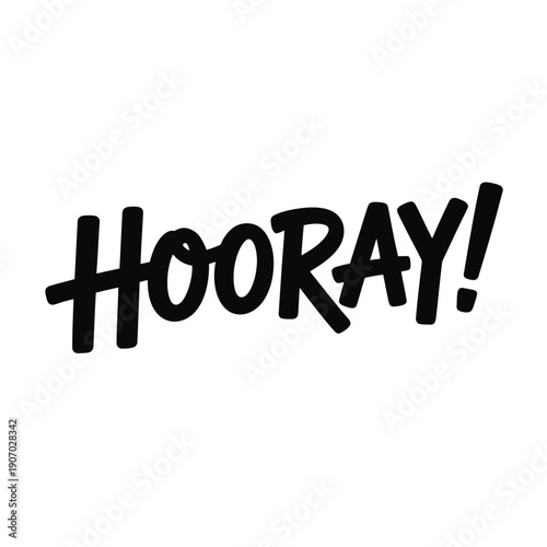 The word HOORAY is written in bold, black, sans-serif lettering on a white background.