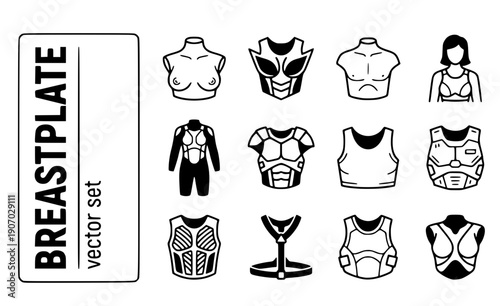 Breastplate Silicone-Chest Drag-Breastplate Chest-Prosthetic Female-Silhouette Body-Suit Chest-Piece Vector Set - Drag Breastplate