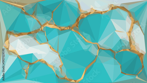 Modern low poly pattern with gold highlights for creative design projects