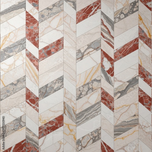 Elegant geometric pattern formed by polished natural marble tiles creating a luxurious and textured background for architectural design, luxury, slab, flooring