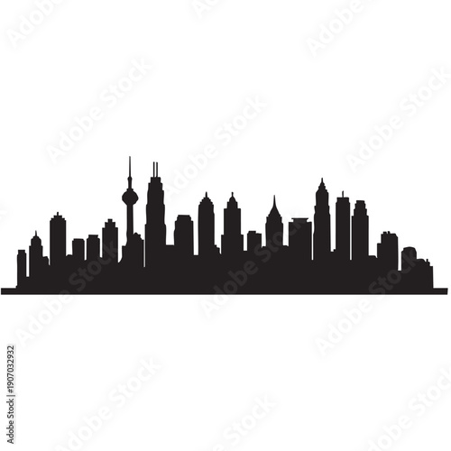 Detailed kuala lumpur city skyline silhouette vector featuring iconic telecommunication tower and diverse skyscrapers, representing vibrant urban landscape