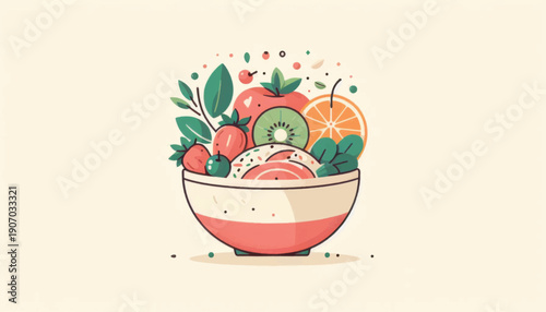 Colorful Fruit Salad in a Bowl.