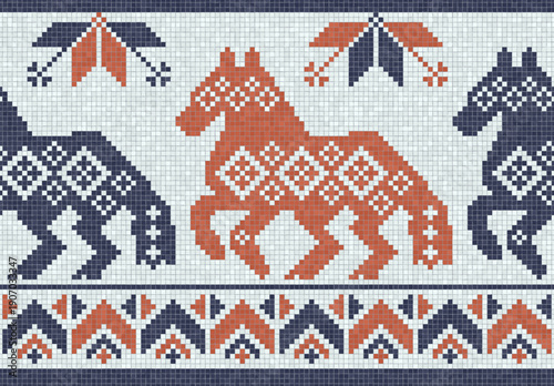 Scandinavian style seamless mosaic tiles pattern