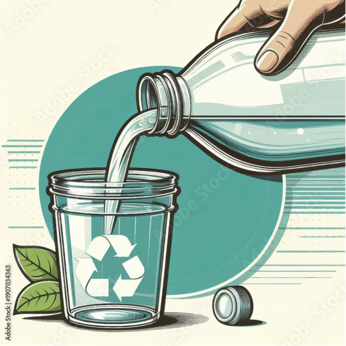 Recycling Glass Bottle Refill Illustration.