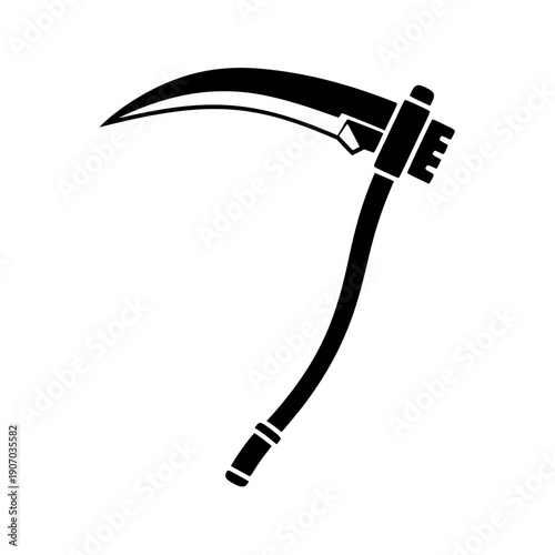 Minimalist Azrael Scythe Black Silhouette Icon Vector