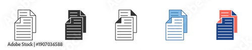 Versatile Collection of Multi-Page Document Icons in Varied Design Aesthetics for Modern Digital Interface Elements and Professional Graphic Assets