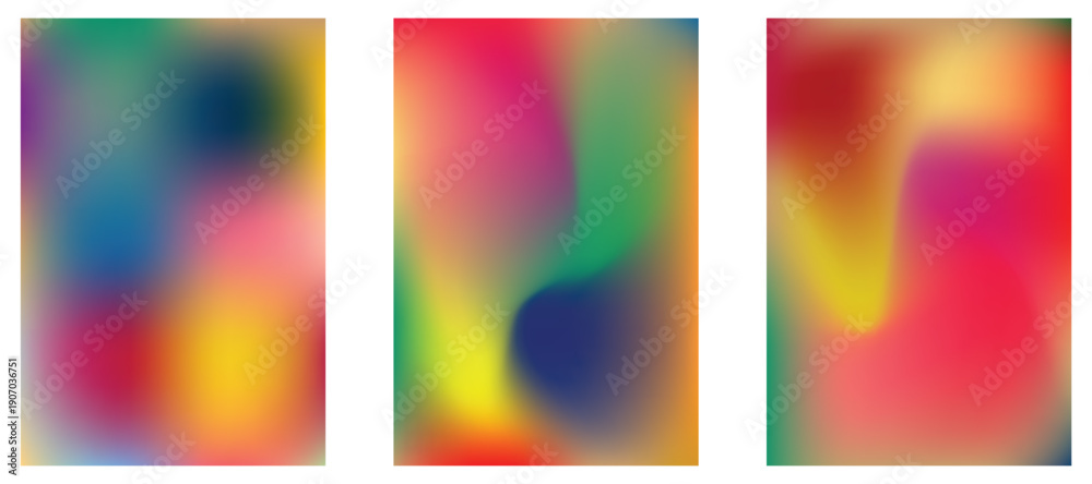 Fototapeta premium Gradient shapes collection with smooth color blend abstract elements vector illustration.