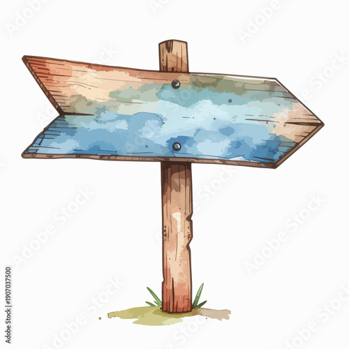 Wooden signpost directional arrow illustration for navigation and guidance isolated on white background