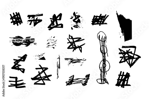 Scribbles Scrawls Rough Sketches Grunge Elements Vector. Hand-drawn scribbles, messy scrawls, and rough grunge sketches in vector format. These black elements an authentic ink feel with sharp edges