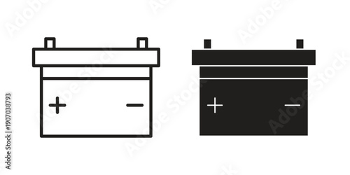 Car Battery icon design silhouette and line art style on white background