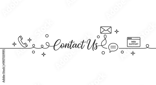 Vector contact us banner with phone, email, and chat icons, for website or marketing material, isolated on transparent background, png