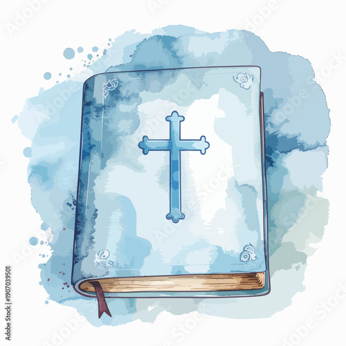 a cross symbol on the cover and a decorative background suitable for design elements and religious concepts