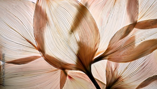 nature abstract of flower petals beige transparent leaves with natural texture as natural background or wallpaper macro texture neutral color aesthetic photo with veins of leaf botanical design