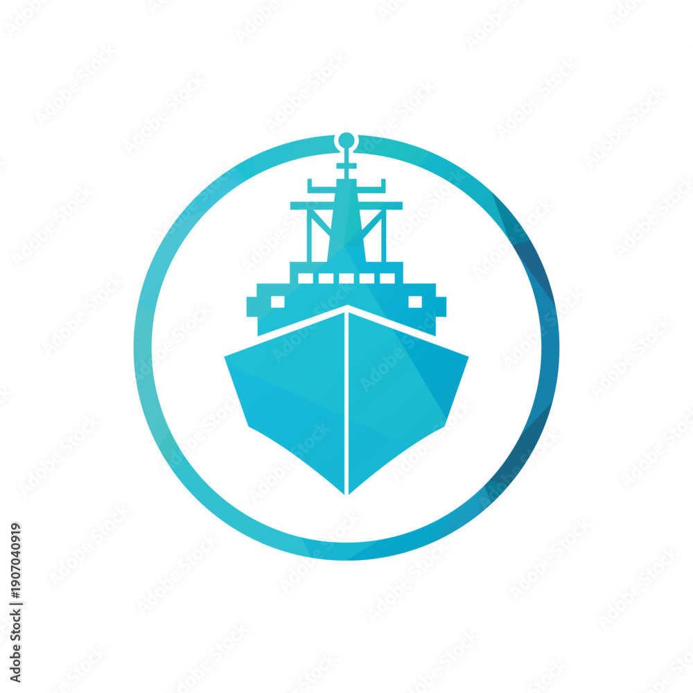 Obraz premium Warship at Sea Vector Design