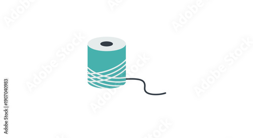 Turquoise Spool of Thread for Sewing and Craft Isolated White Background