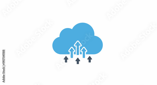 Cloud Computing Data Upload Icon, Information Storage and Transfer, isolated white background.