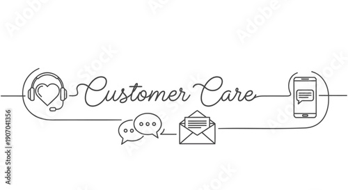 Vector customer care icons with headset, chat bubble, email, and smartphone, for customer support or help desk illustration, isolated on transparent background, png