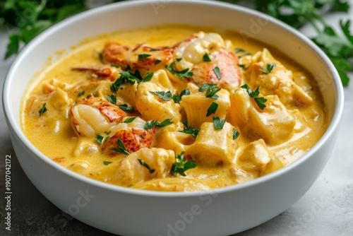 Wallpaper Mural Luxurious Seafood Delight, Gourmet Lobster And Saffron Cream Pasta Served In Upscale Dining Setting Torontodigital.ca