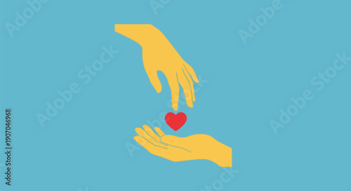 Giving Heart Love Concept Helping Hands Charity Donation.
